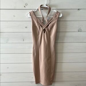 privy | Tan Y2K Halter Dress Size Small